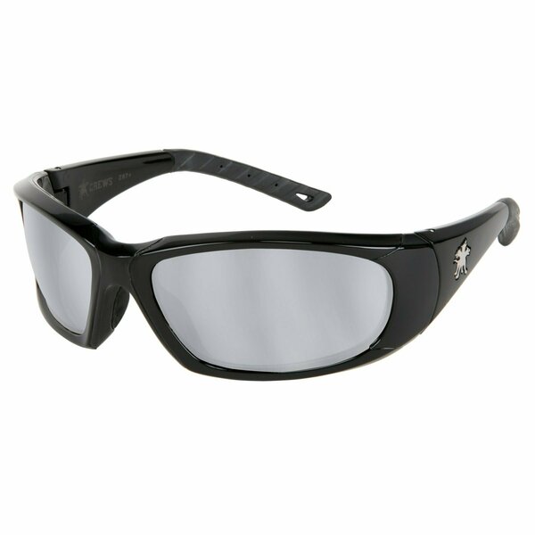 Mcr Safety Glasses, ForceFlex FF3 Black Frame, Silver Mirror, 12PK FF317